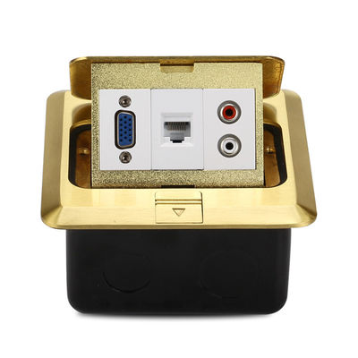 VGA RJ45 Audio Multimedia Combination Pop Up Brass Floor Sockets Ground Outlet Box Waterproof