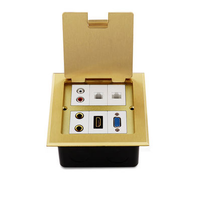 VGA RJ45 Audio Multimedia Combination Pop Up Brass Floor Sockets Ground Outlet Box Waterproof