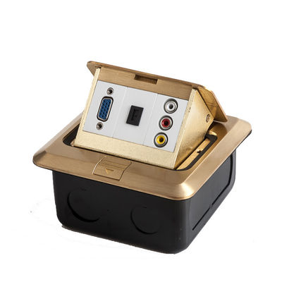 VGA RJ45 Audio Multimedia Combination Pop Up Brass Floor Sockets Ground Outlet Box Waterproof