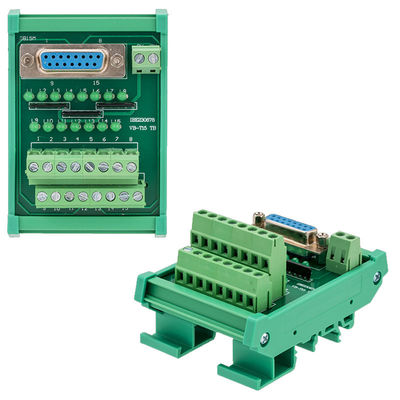 D Sub 15 Pin Single End DB15 Connectors Terminal Block Breakout Board DIN Rail Led Indicator