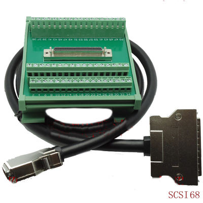SCSI 68 Pin Connector DIN Rail Mounting Terminal Blocks Adapter with 1 meter Cable