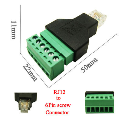 RJ12 6P6C Connectors Modular Plugs to 6 Pin Screw Terminal Blocks Adapter