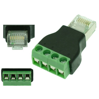RJ45 Network Male Plug 8P8C to 4 Pin Screw Terminal Blocks RS485 Adapter