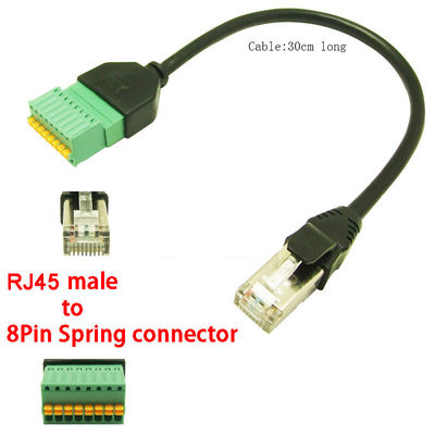 RJ45 8P8C Connector to 8 Pin Screw Terminal Block Adapter 30cm Long for Security CCTV Video Solution