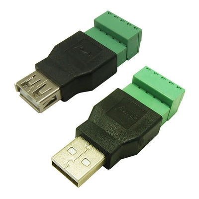 Metal Case USB Male or Female Jack  to 5-pin Screw Terminal Blocks Connector Adapter