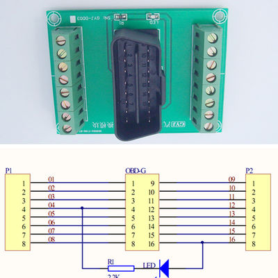 OBD2 16pin Connectors to Terminal Blocks Breakout Board DIN Rail Mounting