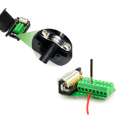 DB15 D Sub 15 Pin Dual Row Connectors to Terminal Blocks Adapter with housing