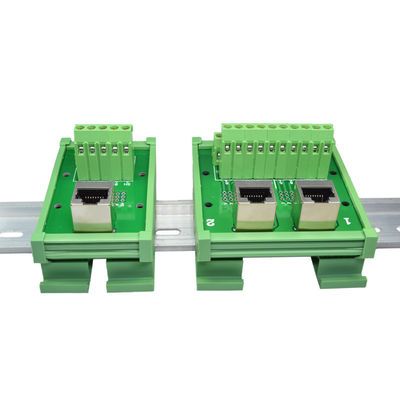 Network RJ45 Jack Dual Connectors to Screw Terminal Blocks Breakout Board Adapter Din Rail