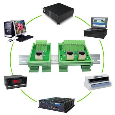 Network RJ45 Jack Dual Connectors to Screw Terminal Blocks Breakout Board Adapter Din Rail