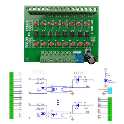 TTL  HTL Signals Converter Terminal Blocks Board 8 Ways For PLC NPN or PNP 1.8V 3.3V 5V 12V 24V Input