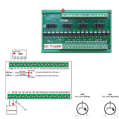 16 Ways PLC Power Amplifier Module Relay Board ZC16BN NPN Signal Output 24V DC