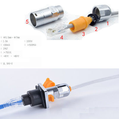 RJ45 8P8C Waterproof IP65 Plug Panel Mount Socket Network Cable Connector