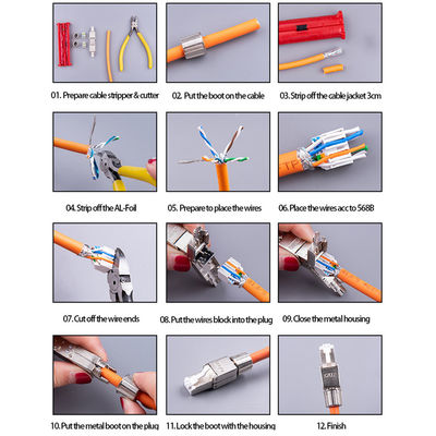 RJ45 Network Modular Plugs Cat.6 Cat6A Cat7 Shielded Connectors 8P8C High Speed