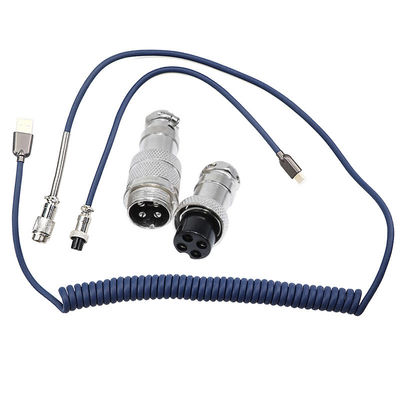 USB Type C Port Mechanical Keyboard Coiled Cable 4-pin GX12 Aviation Connector Coupled