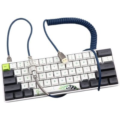 USB Type C Port Mechanical Keyboard Coiled Cable 4-pin GX12 Aviation Connector Coupled