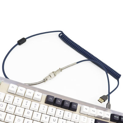 USB Type C Port Mechanical Keyboard Coiled Cable 4-pin GX12 Aviation Connector Coupled