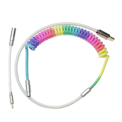 Mechanical Keyboard Cable Coiled Audio Connector Coupling USB Type-C Rainbow Cable