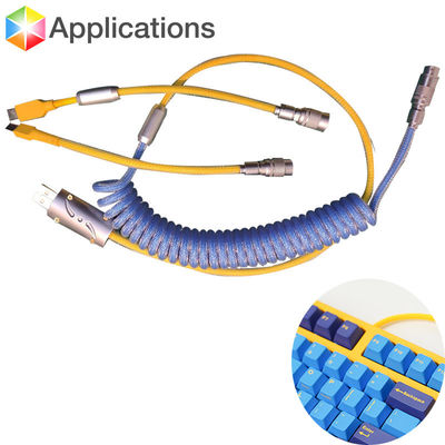 Mechanical Keyboard Cable Coiled YC8 Aviation Connector Coupling USB Type-C Interface
