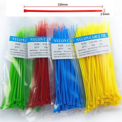 2.5mm x 150mm Colorful Plastic Nylon Self-locking Packaging Cable Wire Zip Ties