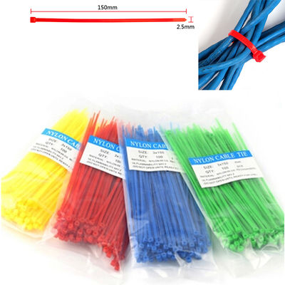 2.5mm x 150mm Colorful Plastic Nylon Self-locking Packaging Cable Wire Zip Ties