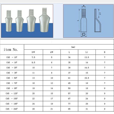 C45 Copper Terminal Lugs Pin-shaped Insert Needle Connector Circuit Breaker Cable
