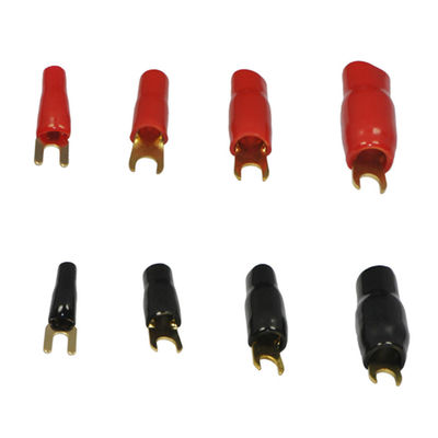 Audio Crimp Spade Terminal Gold Plated 0GA/ 2GA /4GA /6GA /8GA / 10GA