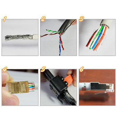 RJ45 Modular PLugs Cat7 Shielded Connectors 8P8C Two-piece Design 50u Gold Plated