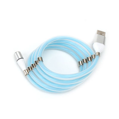 Pogo Pin LED Lighting Luminous USB Magnetic Charging Cable Coiled Rope 100cm