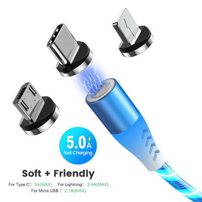 Pogo Pin Luminous LED Lighting Magnetic USB Charging Cable for Cell Phones