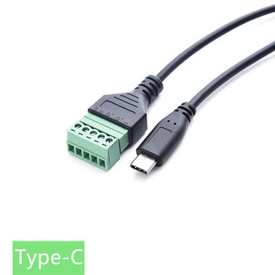 Type-C 3.1 USB Female Male Jack To 5-pin Screw Terminals Adapter Expansion Cable 30cm