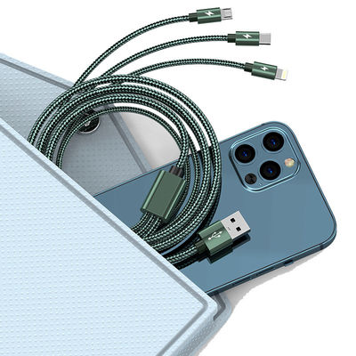 3-in-1 Fast Charge Cable USB Type C 5 Amp Data Charge Cable Braided Fabric Cord