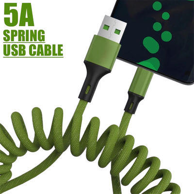 Fast Charge Cable USB Type C 5A Mechanical Keyboard Coiled Data Charger Cable Braided Cord