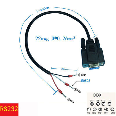 DB9 D Sub Connector RS232 Serial RXD TXD GND Port to 3-pin Terminals Exapansion Cable