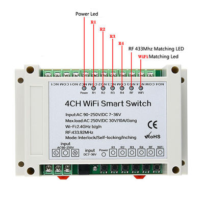 4 Way Mobile Phone WiFi RF Relay Smart Switch With Amazon Alexa Google Home Voice Remote Control