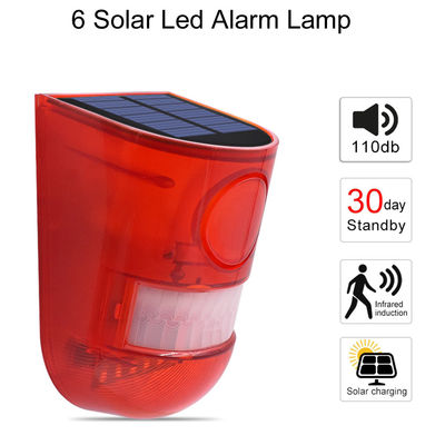 Motion Sensor Solar Alarm Red Lamp Warning Sound Light Waterproof for Garden Farm Warehouse