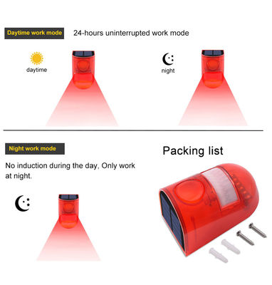 Motion Sensor Solar Alarm Red Lamp Warning Sound Light Waterproof for Garden Farm Warehouse