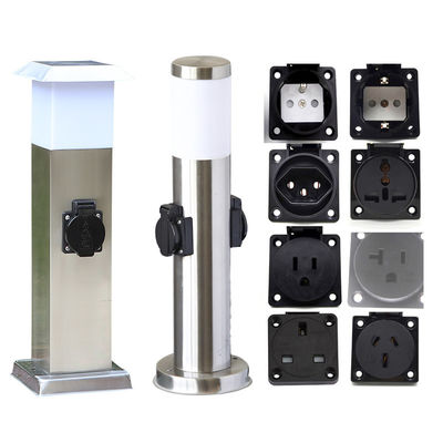 Black Stainless Steel Electrical Power Sockets Outdoor Garden Power Outlet LED Post Light Yard Stake