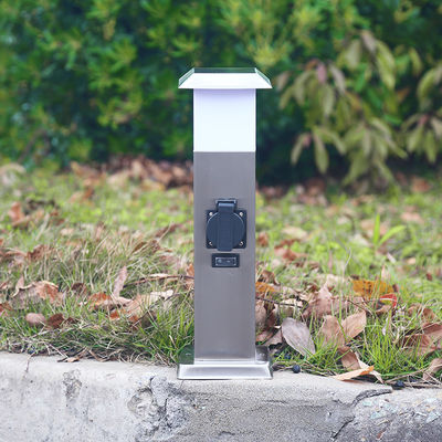 Black Stainless Steel Electrical Power Sockets Outdoor Garden Power Outlet LED Post Light Yard Stake