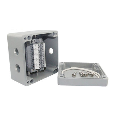 3 Ways Waterproof Aluminum Distribution Junction Box with PT2.5 Din Rail Terminal Blocks 120*120*82mm