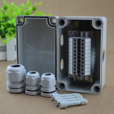 IP65 Waterproof Cable Junction Box 80*130*70mm with UK2.5B Din Rail Terminal Blocks 1 in 3 out