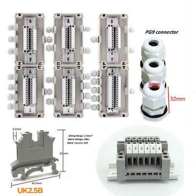 CCTV Camera Monitor Cable Distribution Junction Box 158*90*60mm Waterproof with Din Rail Terminal Blocks