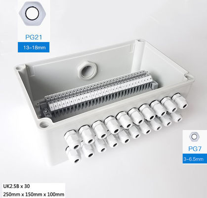 Electrical Enclosure Project Case Junction Box 250*150*200mm UK2.5B Terminal Blocks Kit 1 in 20 out