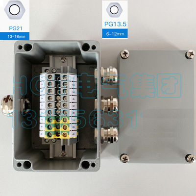 Die-cast Aluminum Enclosure Case Project Junction Box 150*100*80mm with UK6N Din Rail Terminal Blocks