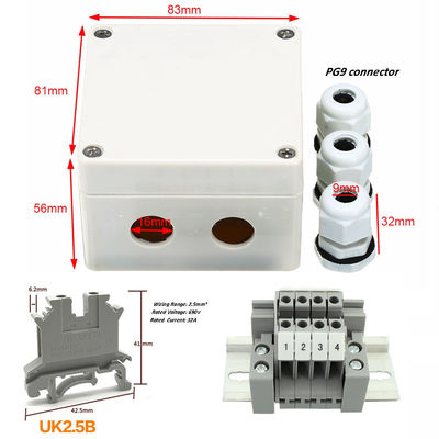 Pastic Electrical Enclosure Cable Junction Box 100*100*75mm with Connectors Waterproof