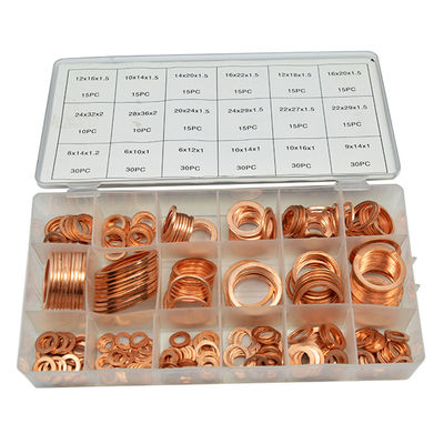 350pcs 18 Sizes Metric Copper Flat Ring Washer Gaskets Assortment Set Kit IMPA813080