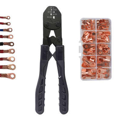 Crimper Crimping Tool Plier And 70pcs Open Barrel Copper Ring Lug Terminals Assortment Set OT 10A to 50A