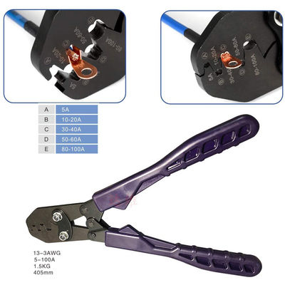 Crimper Crimping Tool Plier And 70pcs Open Barrel Copper Ring Lug Terminals Assortment Set OT 10A to 50A
