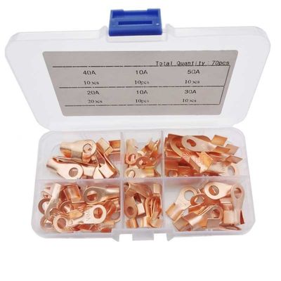 Crimper Crimping Tool Plier And 70pcs Open Barrel Copper Ring Lug Terminals Assortment Set OT 10A to 50A
