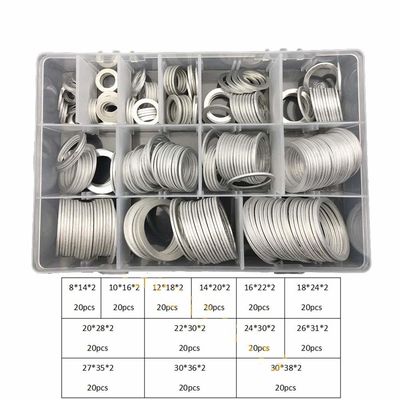 260pcs 13 Sizes Metric Aluminum Flat Ring Oil Drain Plug Washers Gaskets Assortment Kit