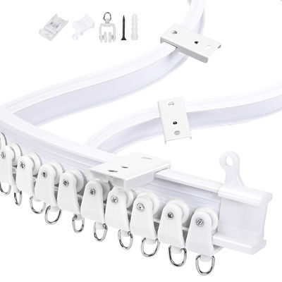 Bendable Window Curved Curtain Rod Plastic Metal Alloy Track Rail Ceiling or Side Wall Mounting